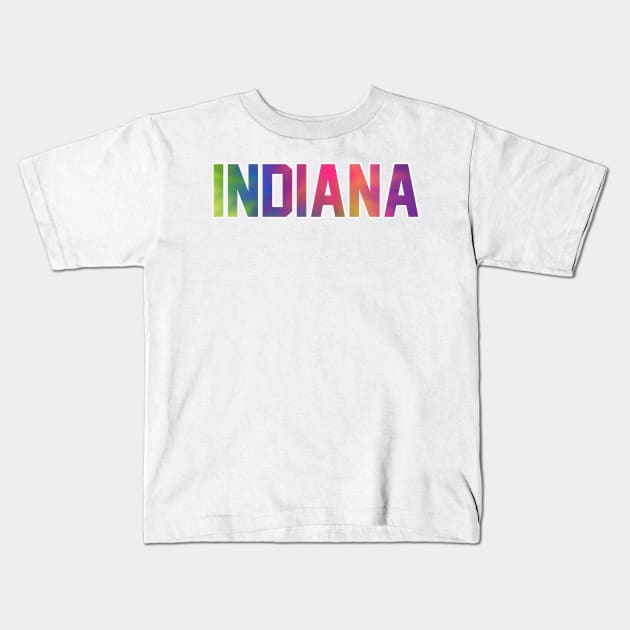 Indiana Tie Dye Jersey Letter Kids T-Shirt by maccm